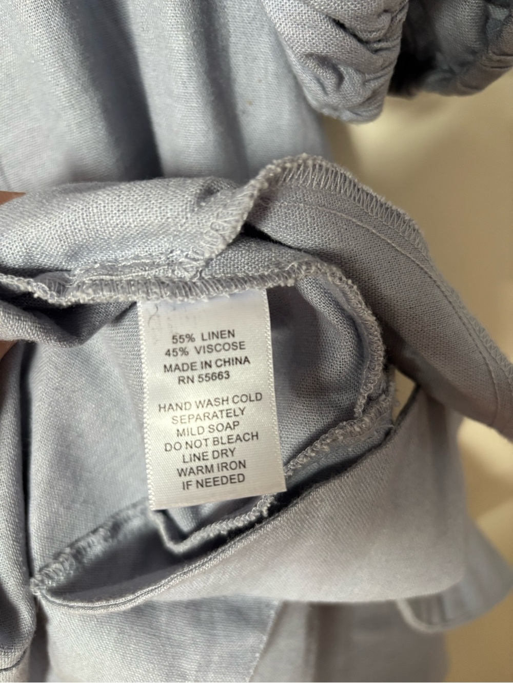 Cynthia Rowley Light Blue Linen V-Neck Puff Sleeve Tunic - Picture 8 of 8